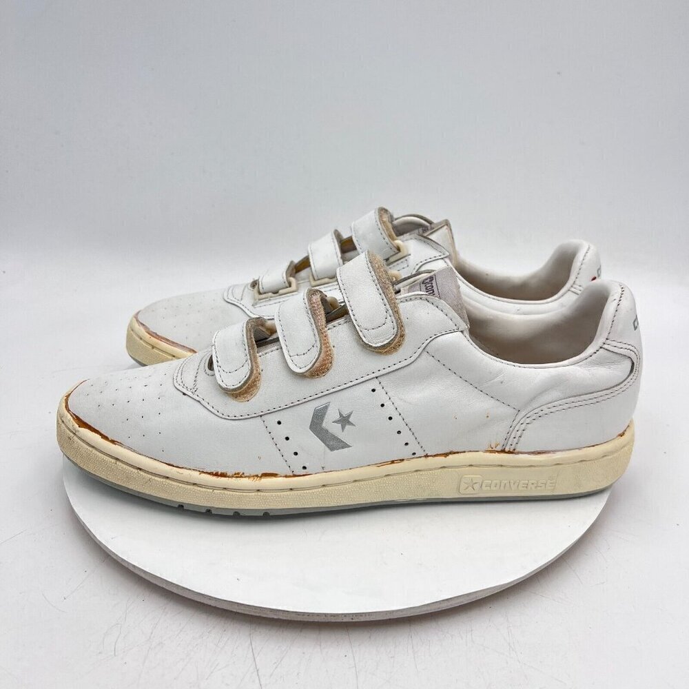 Vintage Converse One Star Men Size 12 White Gray Hook And Loop Casual Shoes